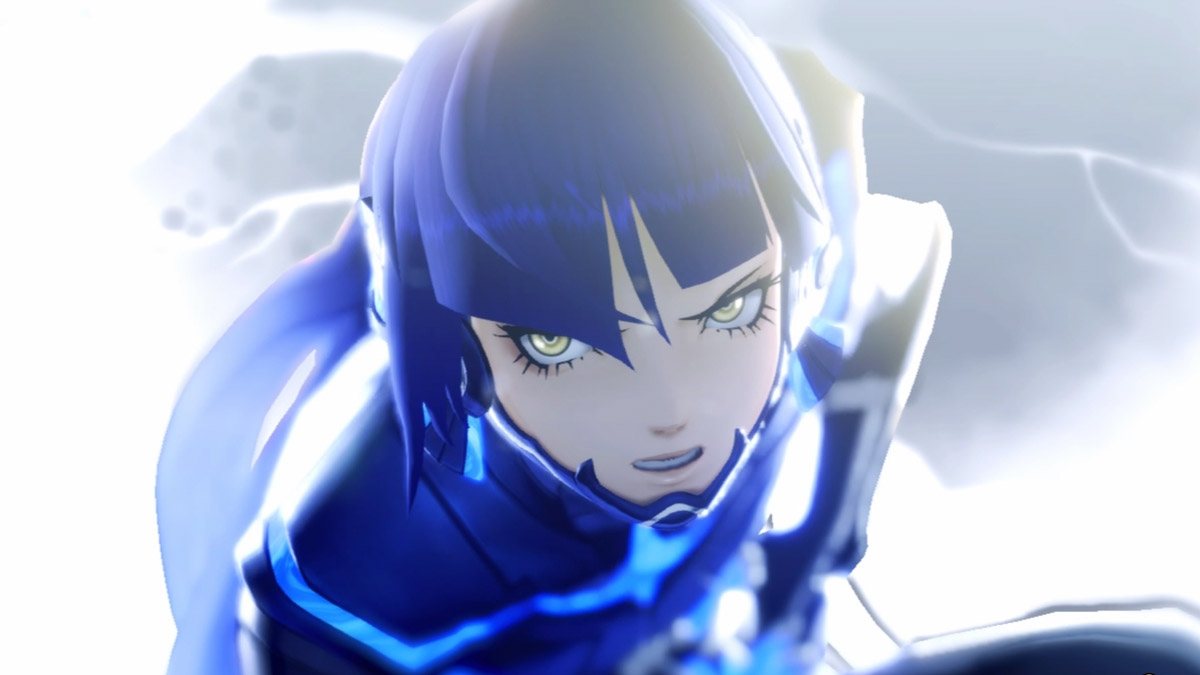 Nahobino staring threateningly upward in SMT V: Vengenace