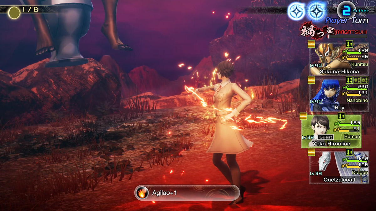 Image of Yoko Hiromine using Agilao in combat